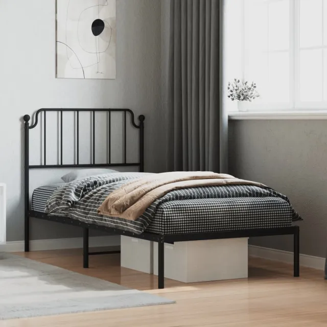 vidaXL Bedframe met hoofdbord metaal zwart 90x200 cm