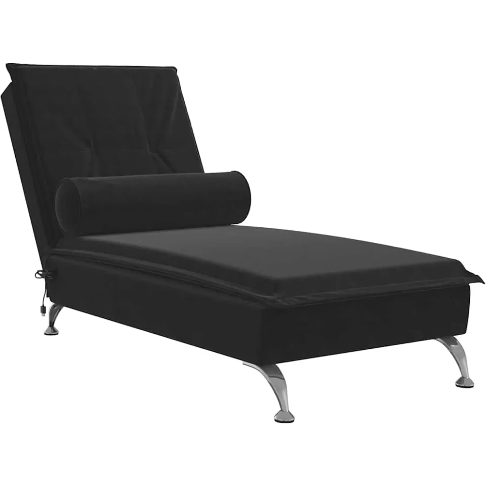 vidaXL Massage chaise longue met bolster fluweel zwart, foto 4