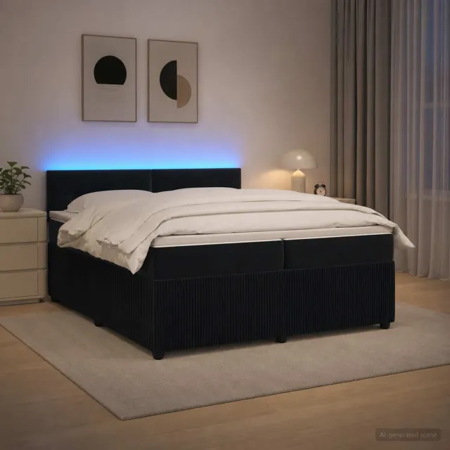 vidaXL Boxspringbed met matras Zwart 200 x 200 cm Fluweel