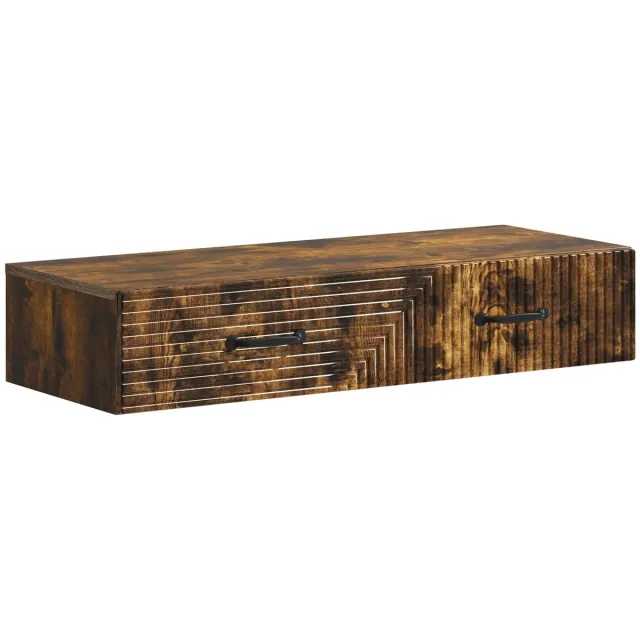 vidaXL Wandgemonteerde - Zijtafel - 87,5 - x - 34,5 - x - 17 - cm - Bewerkt - hout Gerookt eiken
