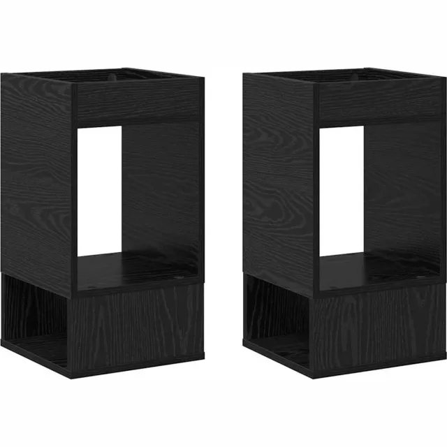 vidaXL Bijzettafel - 2 - st - Zwart - Eiken - 30 - x - 30 - x - 56 - cm - Bewerkt - hout Zwart eiken