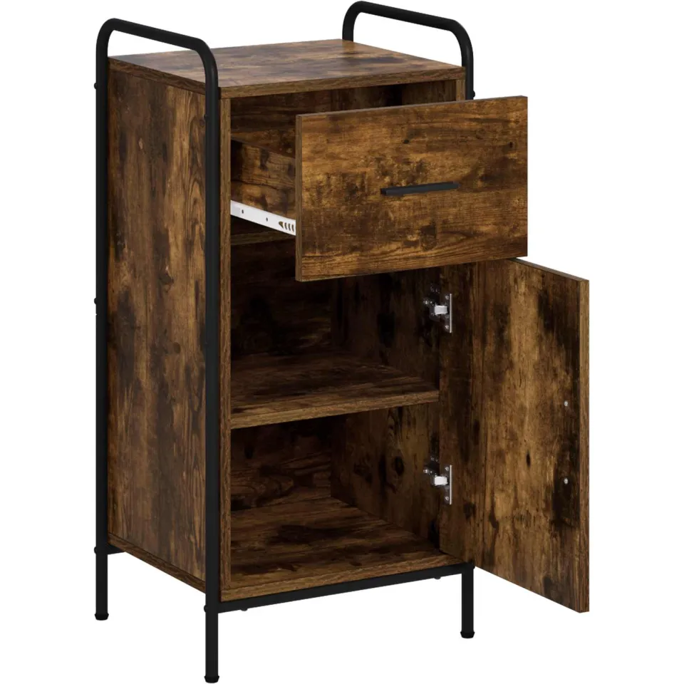 vidaXL Dressoir Gerookt eiken 97 x 33 x 81 cm Bewerkt hout Bruin