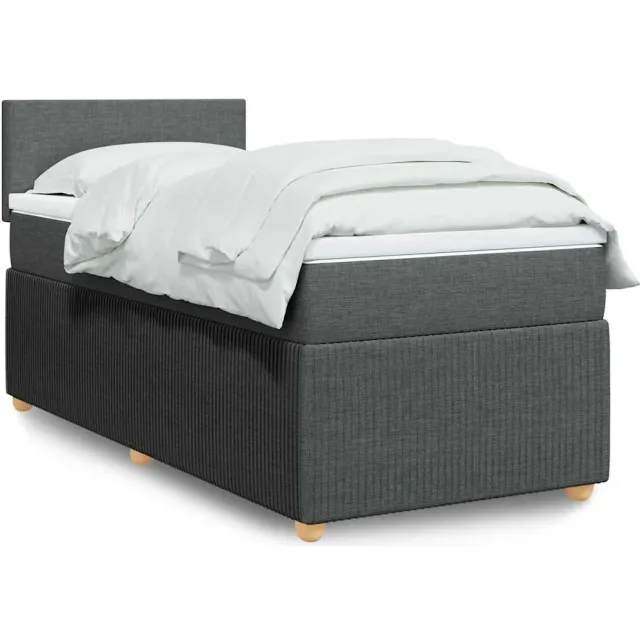 vidaXL Boxspring met matras stof donkergrijs 90x190 cm grijs