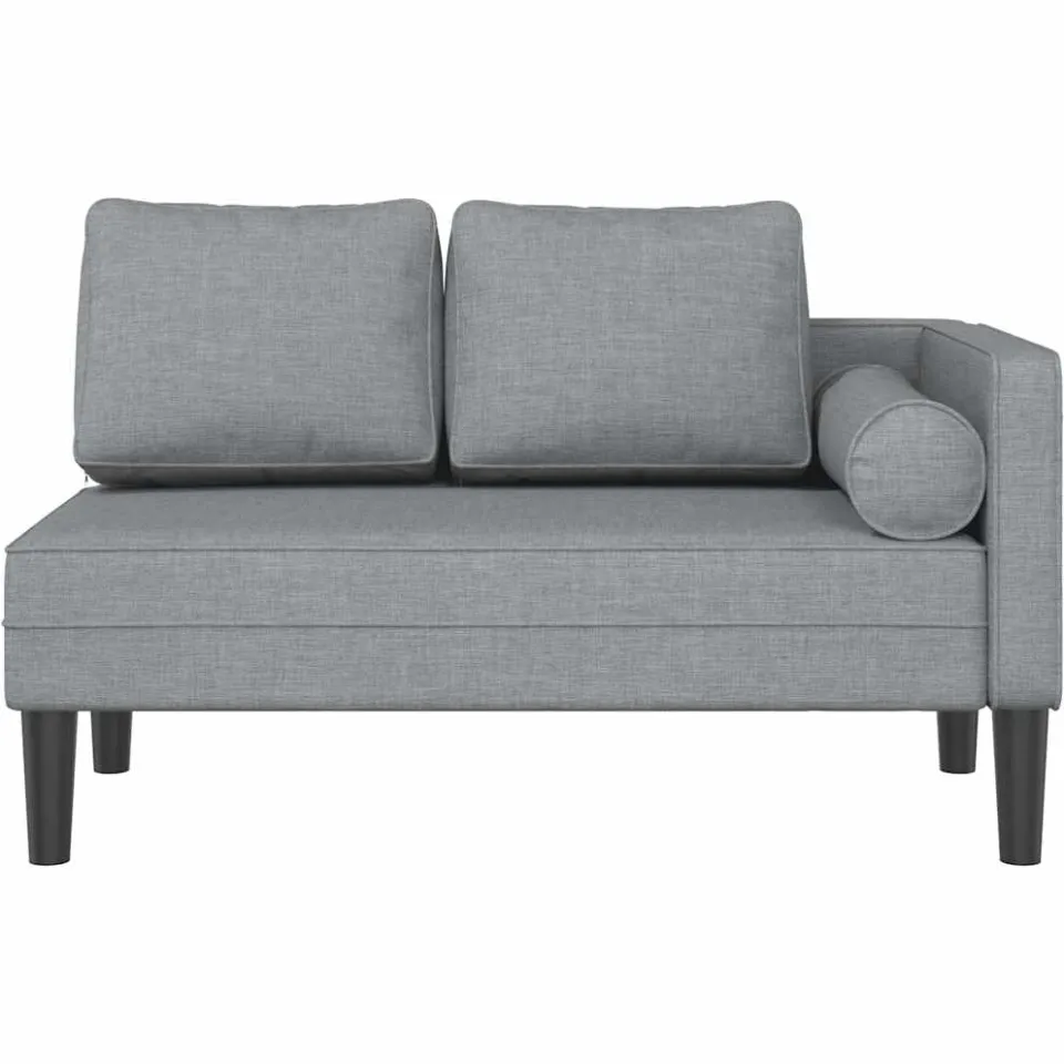 vidaXL Chaise longue met kussens stof lichtgrijs