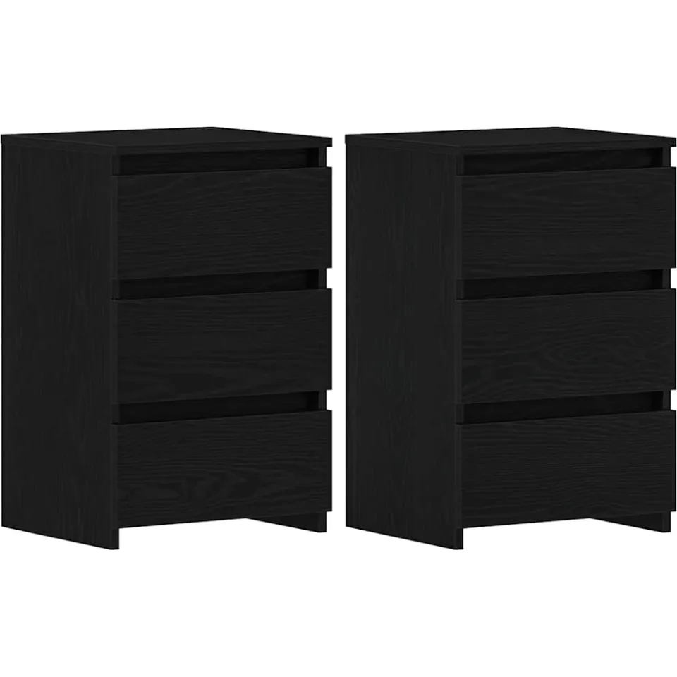 vidaXL Nachtkastje 2 st Zwart Eiken 40 x 35 x 62,5 cm Bewerkt hout, foto 3