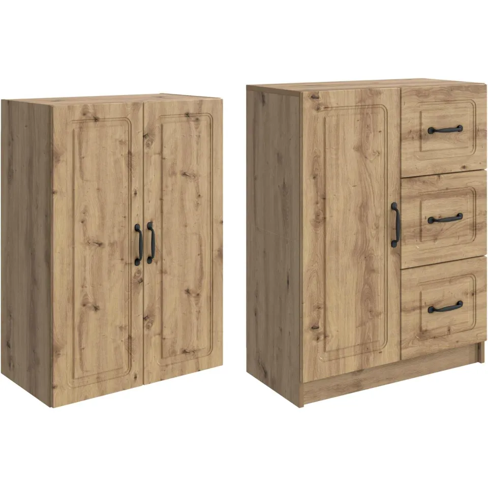 vidaXL Kastenset 2 st Artisanaal eiken Bewerkt hout, foto 3