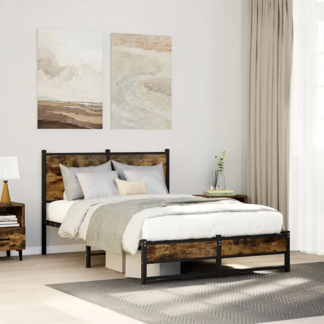 vidaXL Bedframe zonder matras metaal gerookt eikenkleurig 120x200 cm Bruin
