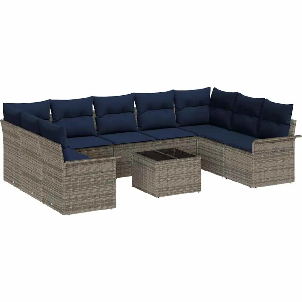 vidaXL Tuin Sofa Set 10 st Grijs poly rattan