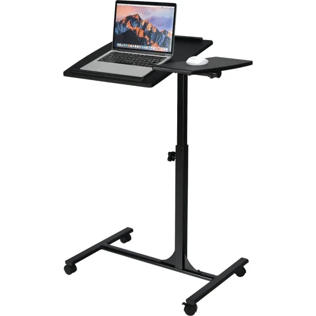 Costway SureDeal® - Bedtafel - Verplaatsbaar Tafeltje - Slaapkamer Tafel - Laptop - Bijzettafel - 64x45x93 cm - Bureau - Wielen - Slaapkamer - Huiskamer - Bank Zwart