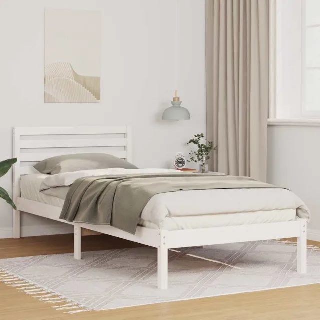 vidaXL Bedframe met hoofdeinde Wit 90 x 220 cm Massief grenenhout