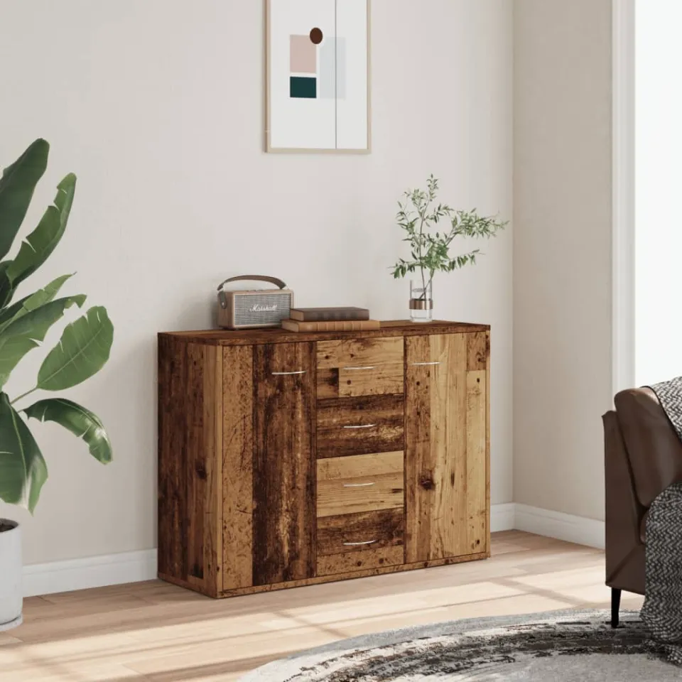 vidaXL Dressoir 88x30x64 cm bewerkt hout oud houtkleurig bruin, foto 2