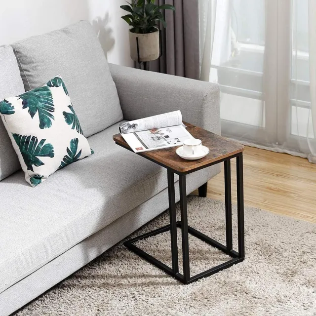 Parya Home - Vasagle Bijzettafel - Vintage Bijzettafels - Bijzettafel Op Wielen - Industrieel zwart