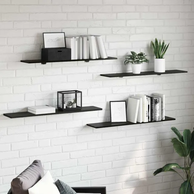 vidaXL Boekenplank Bord 3-laags 4 st 100 x 20 x 1,5 cm Bewerkt hout zwart, foto 2