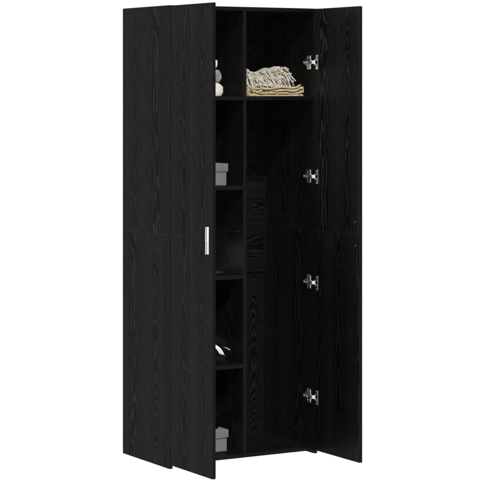 vidaXL Hoge kast Zwart Eiken 70 x 42,5 x 185 cm, foto 2