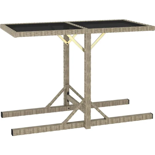 vidaXL Tuintafel 110x53x72 cm glas en poly rattan beige