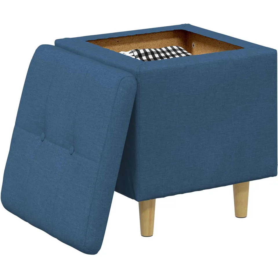 vidaXL Ottoman met Opbergruimte Blauw 40 x 40 x 45 cm Stof, foto 3
