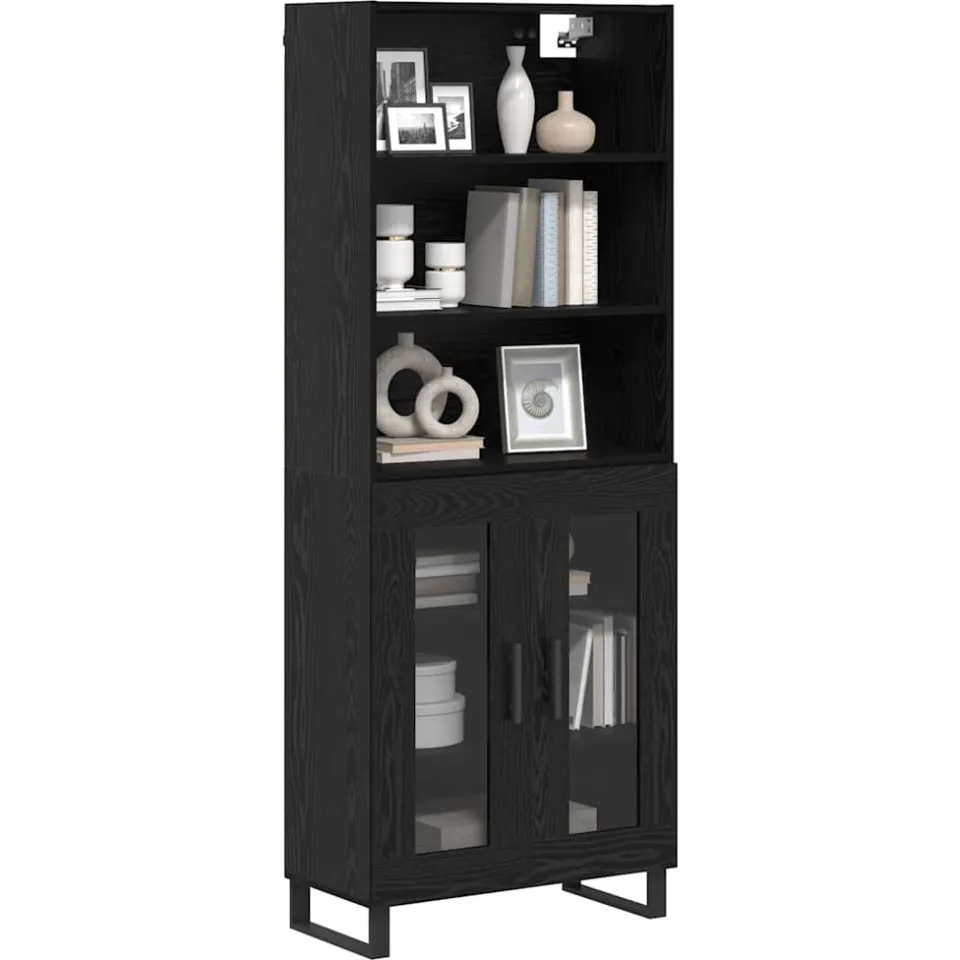 vidaXL Hoge kast 2 st Zwart Eiken 69,5 x 34 x 180 cm