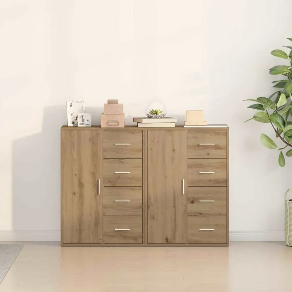 vidaXL Dressoir 2 st Artisan Eiken 60 x 31 x 84 cm Bewerkt hout, foto 4