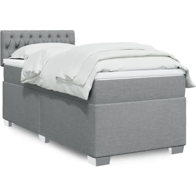 vidaXL Boxspring met matras stof lichtgrijs 90x200 cm grijs