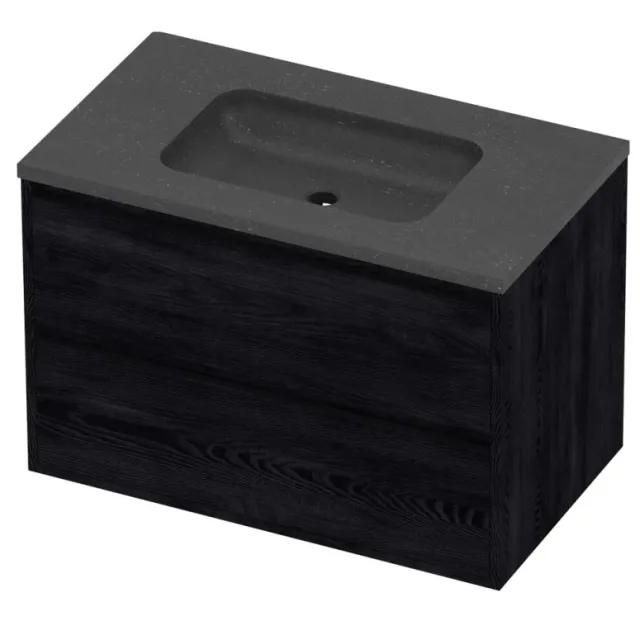 Proline Rollo Badmeubelset Hardsteen Elegant 2 Laden 80x46x54 cm Blue Stone Black Oak