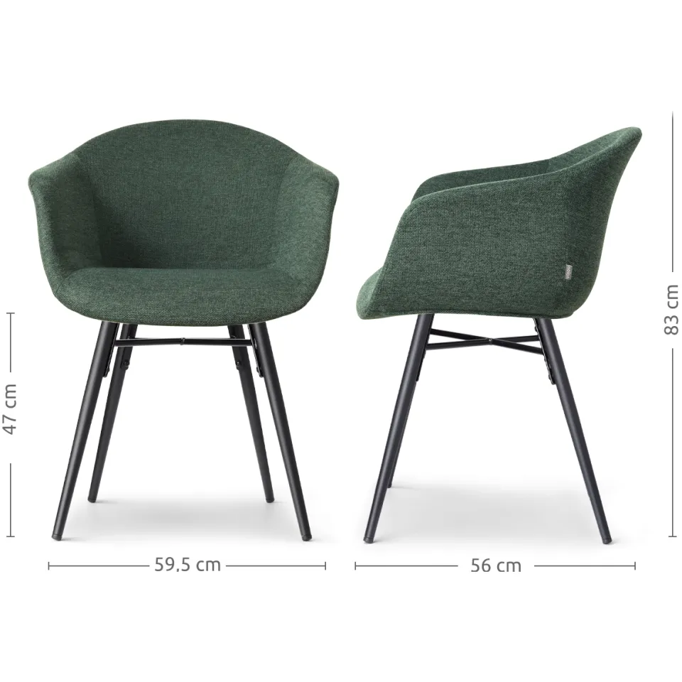 Nolon Nena-Otis eetkamerstoel donkergroen - zwart houten onderstel, foto 3
