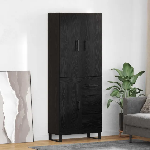 vidaXL Hoge kast 2 st Zwart Eiken 69,5 x 34 x 180 cm