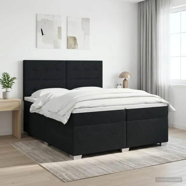 vidaXL Boxspringbed met matras met hoofdeinde Zwart 200 x 200 cm Stof