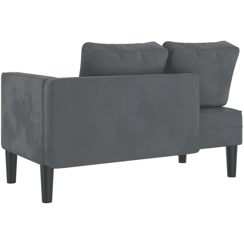 vidaXL Chaise longue met kussens fluweel donkergrijs grijs, foto 4