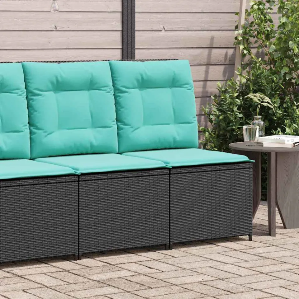 vidaXL Tuinbank Zwart en Turquoise poly rattan, foto 4