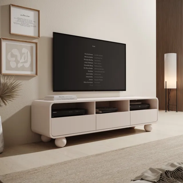 MEUBELLA Anobo - TV-Meubel - Beige - 160 cm