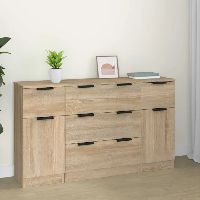 vidaXL 3-delige Dressoirset bewerkt hout sonoma eiken Bruin