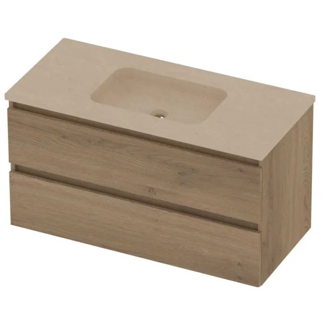 Basic-Line Rocky 46 Badmeubelset Hardsteen Zonder Kraangat 100x46x54 cm Pure Oak Sand Stone Beige