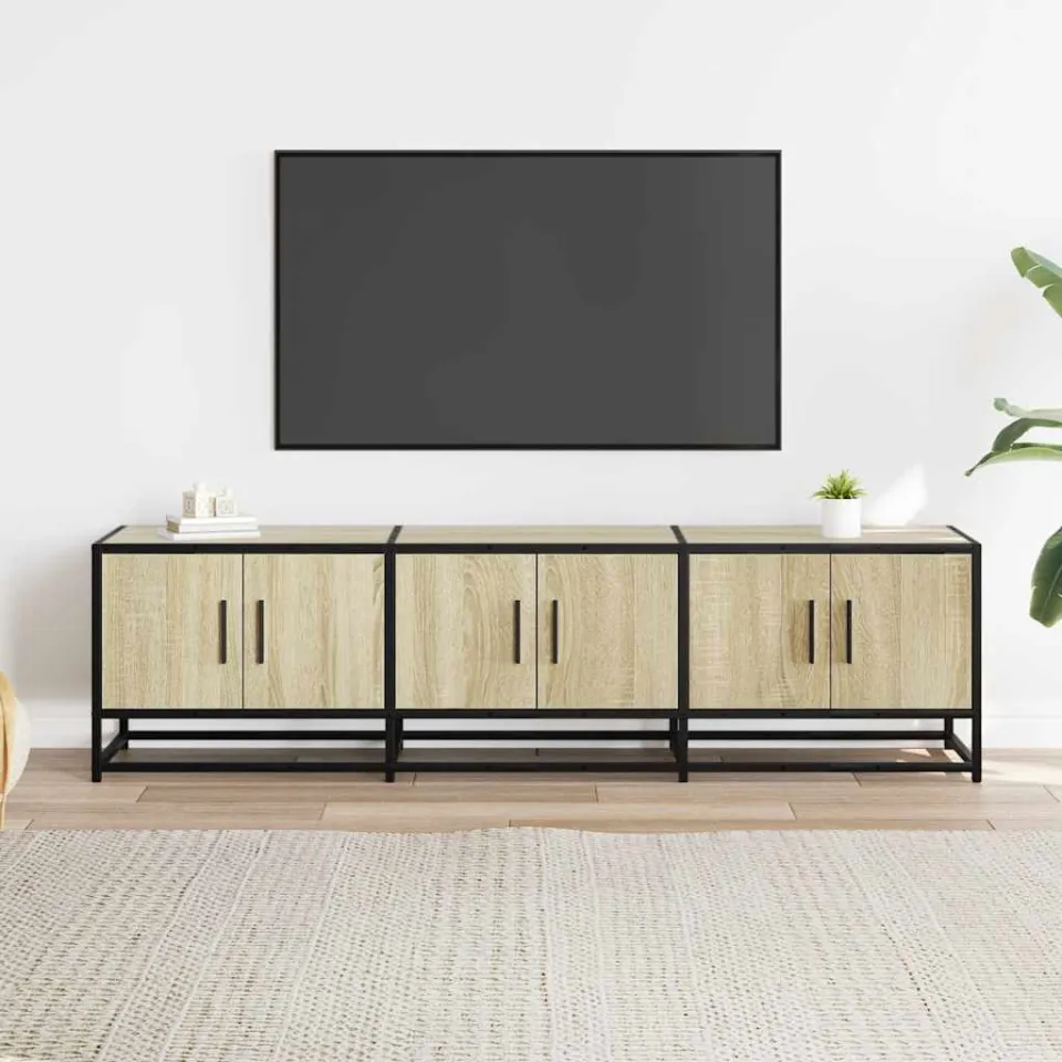 vidaXL Tv-meubel 150x35x41 cm bewerkt hout metaal sonoma eikenkleurig, foto 3