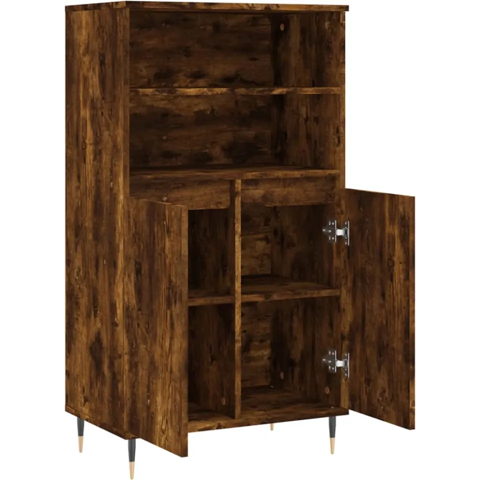 vidaXL Hoge kast 60x36x110 cm bewerkt hout gerookt eikenkleurig Bruin