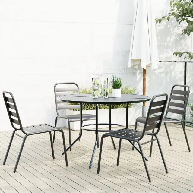 vidaXL 5-delige Tuinset stapelbaar gepoedercoat staal antracietkleur, foto 2