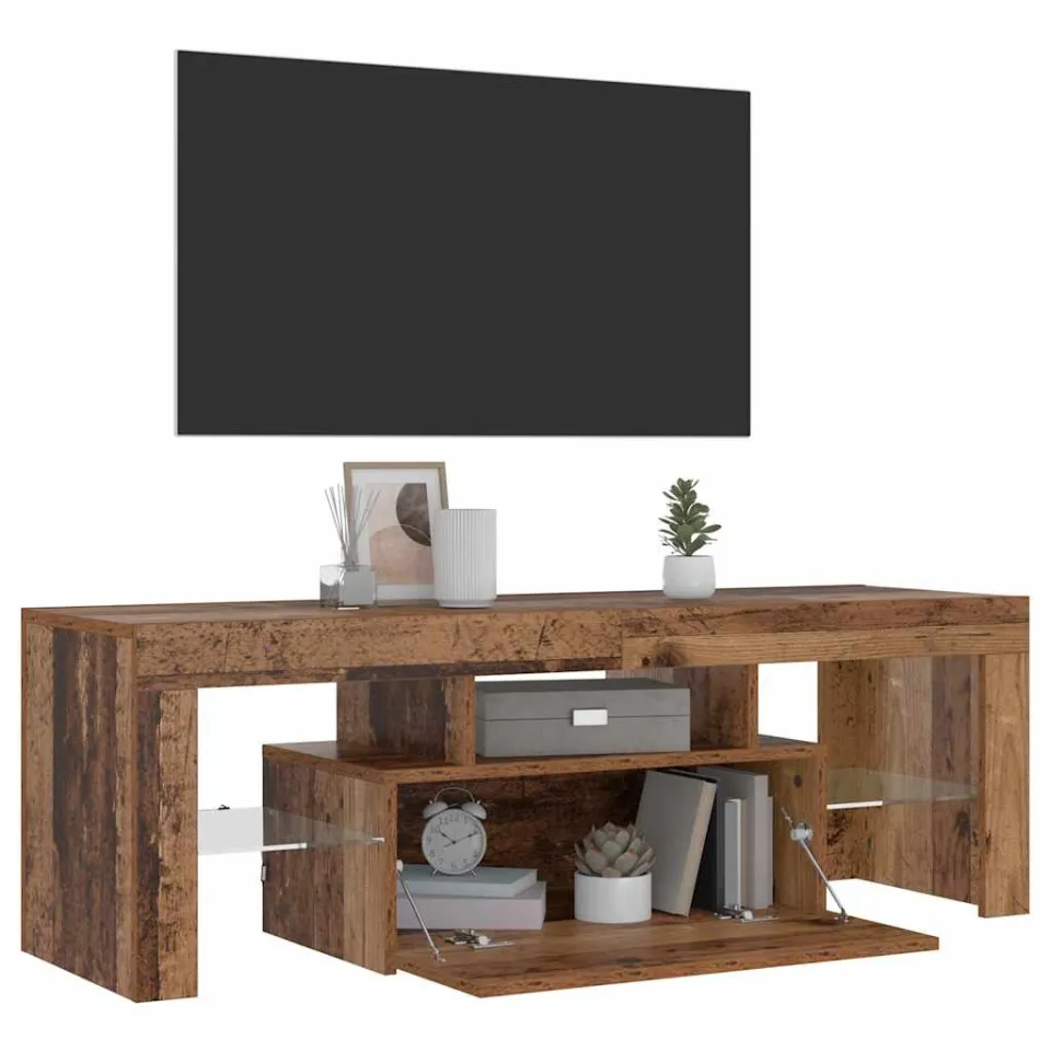 vidaXL Tv-meubel met LED 120x36,5x40 cm bewerkt hout oud hout bruin, foto 4
