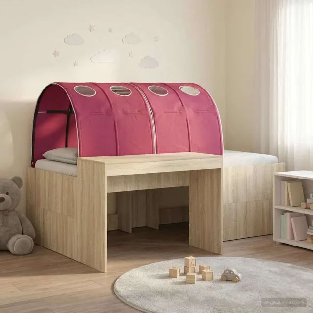vidaXL Bedframe met tunnel 3 st Sonoma eiken en rood 80 x 200 cm Bruin