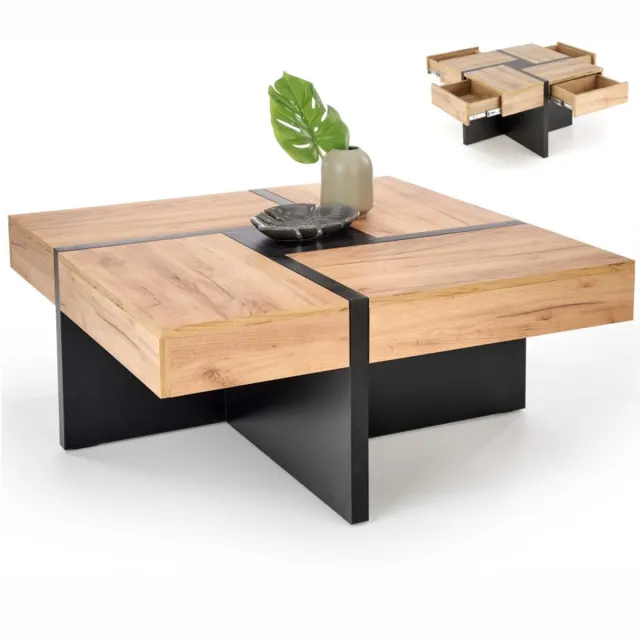 home style Vierkant salontafel Sevilla 80x80 cm met lades Bruin