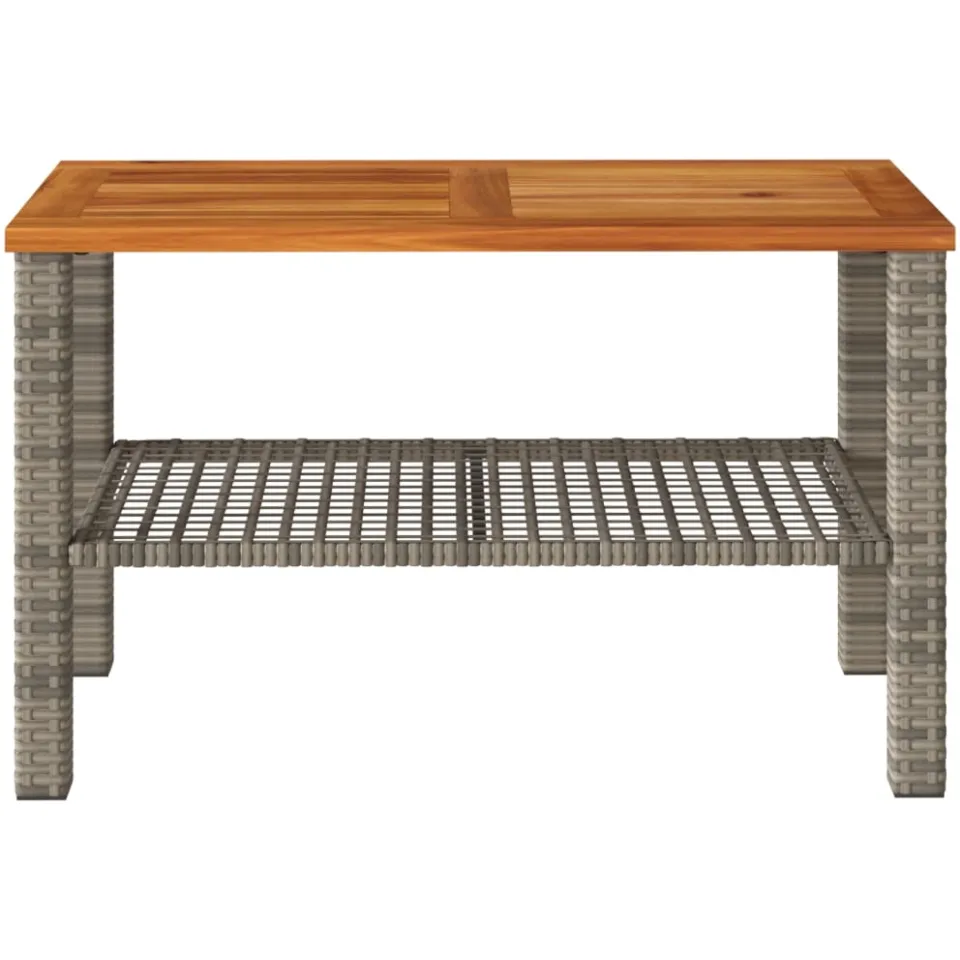 vidaXL Tuintafel 70x38x42 cm poly rattan en acaciahout grijs, foto 4