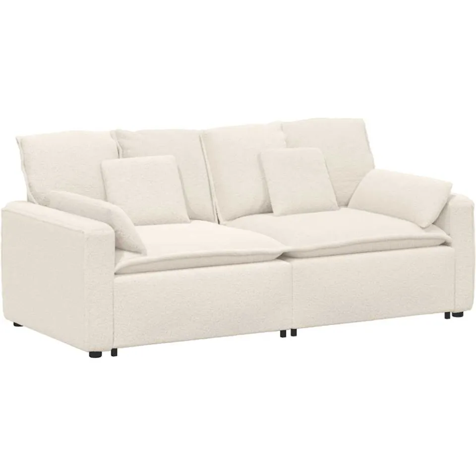 vidaXL Modulaire bank met kussens crèmekleurig