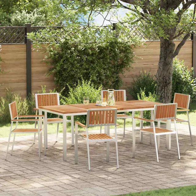 vidaXL Buiten eettafelset 7 st 200 x 90 x 75 cm bruin, foto 2