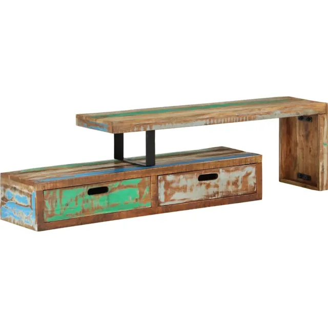 vidaXL Tv-meubel (118-200) x 30 x 40 cm massief hout gerecycled Bruin