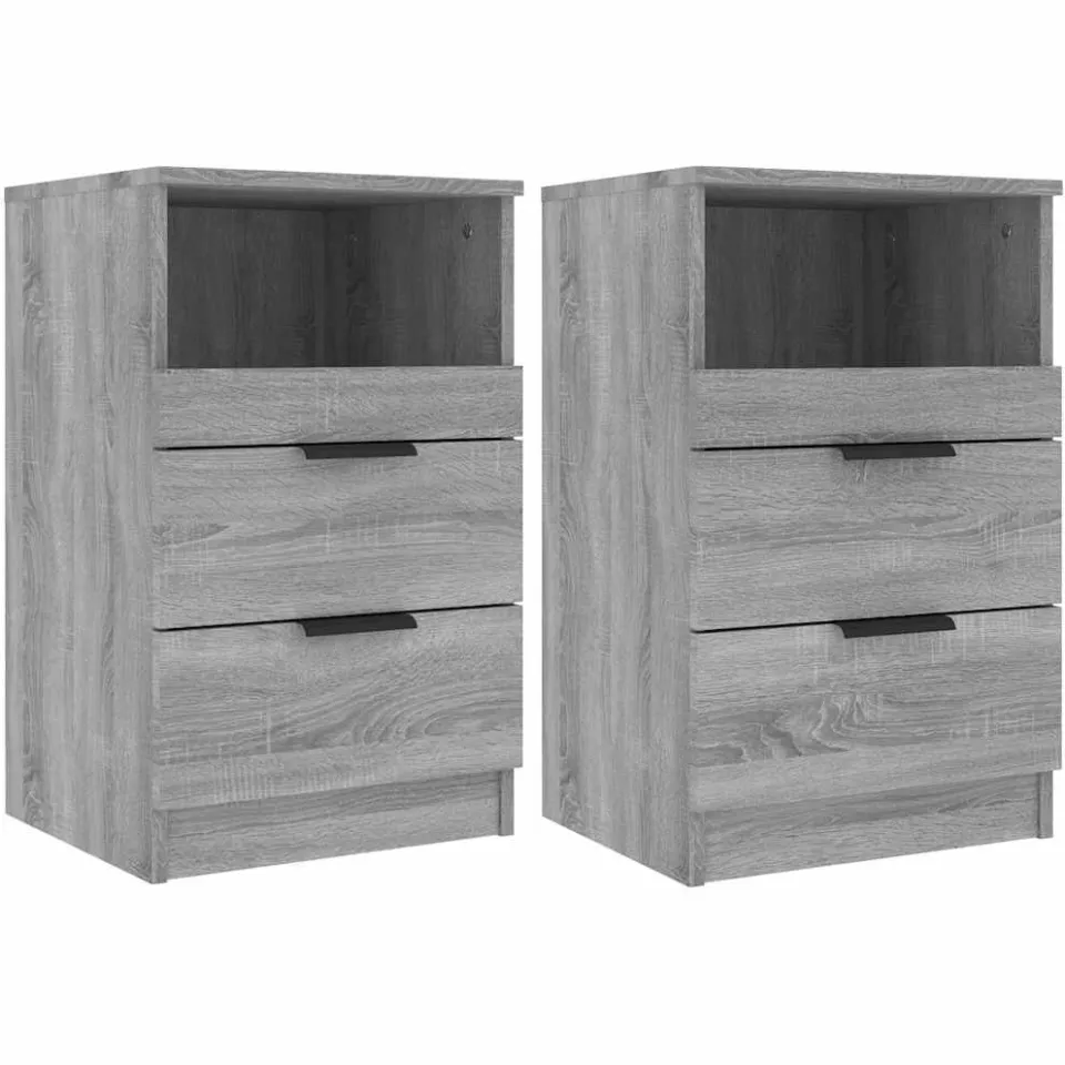 vidaXL Nachtkastjes 2 st bewerkt hout grijs sonoma eikenkleurig, foto 3
