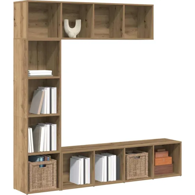 vidaXL Boekenkasten 3 st bewerkt hout artisanaal eikenkleur Bruin