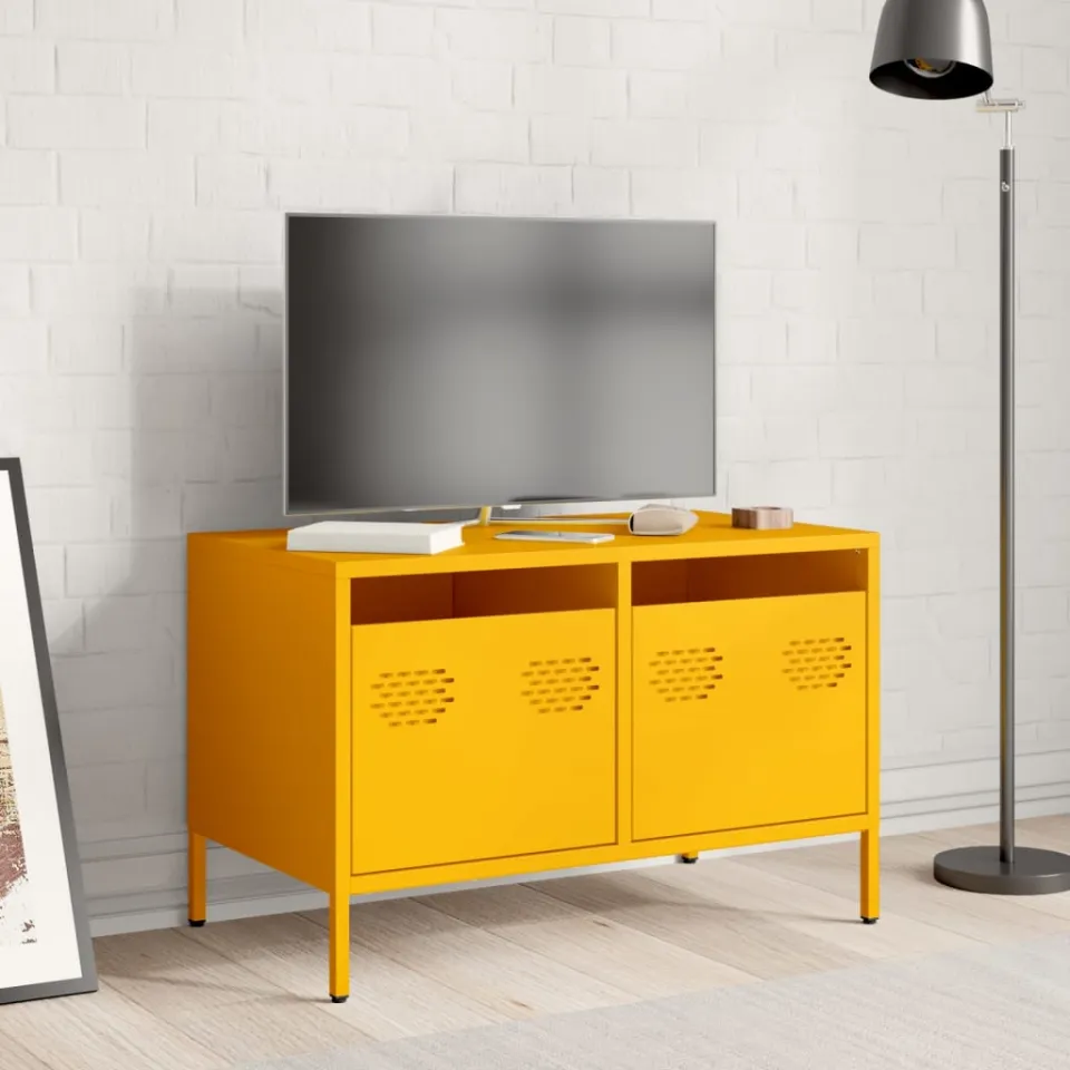 vidaXL Tv-meubel 68x39x43,5 cm koudgewalst staal mosterdgeel, foto 2