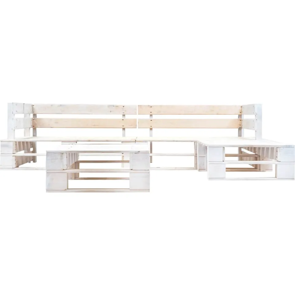 vidaXL 4-delige Loungeset pallet hout wit