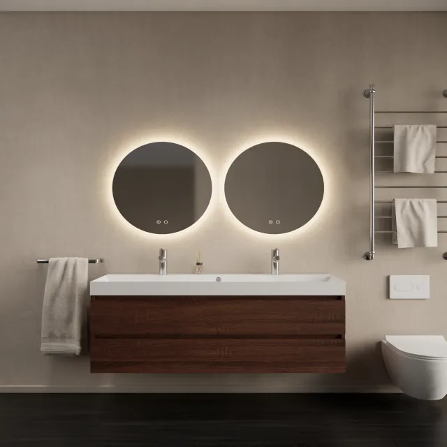 Gliss Design Badkamermeubelset Gliss Design Milan Met Lako Wastafel 140 cm Choco Eiken (Keuze Wastafel)