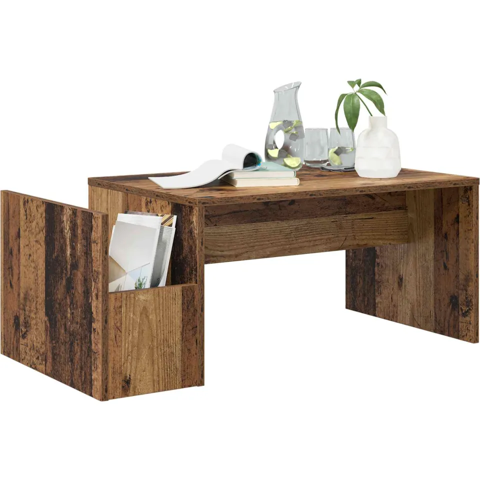 vidaXL Salontafel Oudhout 90 x 45 x 35 cm Bewerkt hout bruin, foto 3