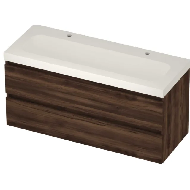 Basic-Line Moby 46 Badmeubelset Polystone 120x46x58 cm M46MWEBA1202 Barista Oak Mat Wit