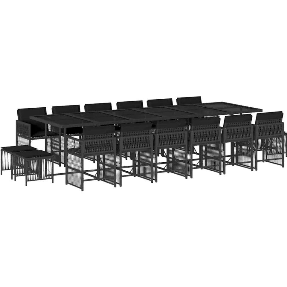 vidaXL 17-delige Tuinset met kussens poly rattan zwart, foto 3